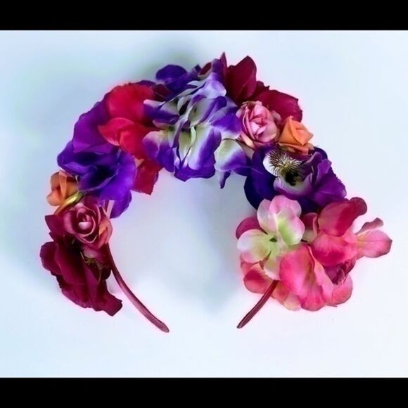 Stunning Handmade Pink & Purple Flower Crown. main image 7